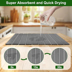 Large Stone Dish Drying Mat For Kitchen Counter, 24 x 16 Inch Collapsible Stone Drying Mat, Quick Dry Absorbent Diatomaceous Earth Mat, Self-Drying Dish Drying Mat For Dishes Sink Bathtub-Gray