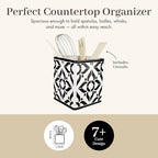 Young's Inc Moroccan Tile Design Tool Holder with Wood Kitchen Tools, Ceramic Utensil Holder for Kitchen Counter, Cooking Spoon & Spatula Holder for Counter with Utensils, 6-inch Height