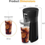 SUNVIVI 20 Oz Iced Coffee Maker for Ground Coffee, Cold Brew Tea Maker with Reusable Coffee Filter and Insulated Pitcher, Single Serve Machine for Home, Strength Control for Flavor, Black