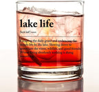 kunlisa Lake Lovers Gifts Whiskey Glasses, Lake House Decor and Gifts, Lakeside Definition 10 oz Drinking Rocks Glasses for Women Men Whisky Cocktail Scotch Bourbon Liquor