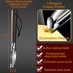 Premium Vegetable Peeler Set - Stainless Steel Y-shaped & I-shaped Peelers with Ergonomic Non-Slip Wood Handle and Hanging Loop for Fruits, Carrot,Veggie, Potatoes & Kitchen Use (2-Piece)