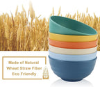 Wheat Straw Bowls 60 OZ, Unbreakable Large Salad Bowls Set of 6, Microwave and Dishwasher Safe Big Popcorn Bowls, Plastic Serving Bowls for Eating, Soup, Cereal and Salad (Multi Colors)