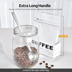 U-Taste Coffee Scoop 2 Tablespoon: 18/8 Stainless Steel Measuring Scooper for Ground Coffee, Bean, Powder, Espresso, 6.9in Long Handle Metal Meaure Spoon for Canister, Jar (2Tbsp/30ml, Silver)