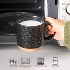 Nihow Ceramic Coffee Mug Set of 4, 16OZ Stackable Coffee Mug Set with Stainless Stand,Large Cup Set for Cappuccino,Tea,Hot/Cold Drinks,Dishwasher & Microwave Safe,Mixing Color