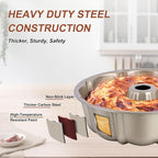 Homikit Nonstick Cake Pan Set of 2, Heavy Duty Carbon Steel Fluted Tube Round Pans 10 Inch 10 Cups for Baking Pound Cakes, Jello, Brownie, Monkey Pumpkin Bread, Oven Safe & Easy Release, Gold