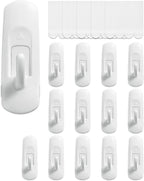 14 Large Hooks+20 Removable Strips, White Utility Hooks, Heavy Duty with Adhesive Strips, Damage-Free Organize Hooks, No Tools Wall Hook for Hanging, Value Pack