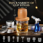 Whiskey Smoker Kit with Torch - Old Fashioned Cocktail Smoker Kit with 6 Flavors Wood Chips | 2 XL Stainless Steel Ice Balls & 2 Glasses, Christmas Bourbon Whiskey Gifts for Men, Dad(No Fuel Included)