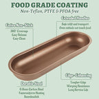 CYEAH 6 Pcs Mini Loaf Pan Baking Pan, 7-Inch Carbon Steel Hot Dog Loaf Pan Set, Non-Stick Hotdog-Shaped Bread and Cake Bakeware for Kitchen Baking, Hot Dog Bun Pan Serving Tray - Gold
