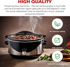 SCVP609-KLS Oval Glass Crock Pot Lid Compatible with Rival and Hamilton Beach Black Decker 6-Quart Crock Pot & Slow Cooker