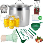 Stainless Steel Canning Pot with Rack and Lid, Large Water Bath Canner, Full Home Canning Supplies Starter Kit (20 Quarts, Green)