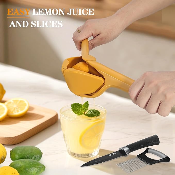 lemon squeezer,Portable Manual Citrus Squeezer Kit With Lime Squeezer,Lemon Slicer and Paring Knife,Easy to Juice Lemons,Limes,Oranges,Tangerines and Other Fruits Kitchen Gadgets.