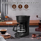 5-Cup Programmable Coffee Maker with 24h Timer, Small Drip Coffee Machine with Auto Shut-off, 2h Keep Warm, BPA-free Glass Carafe Coffee Pot, Delay Brew, 25oz Water Tank, Compact for Home/RV/Dorm