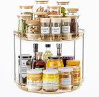 LAMU 2 Tier Lazy Susan Turntable Organizer 10.6'' Rotating Spice Rack Organization for Cabinet, Kitchen, Pantry, Countertop, Bathroom, Vanity, Medicine Cabinet Organizer, Amber