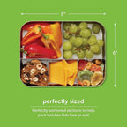 LunchBots Large Trio Stainless Steel Lunch Container -Three Section Design for Sandwich and Two Sides - Metal Bento Lunch Box - Eco-Friendly - Stainless Lid - Blue Dots