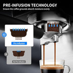 20Bar Espresso Machine with Hot & Rapid Cold Brew, Stainless Steel Coffee Makers, Cappuccino Latte Machine with Milk Frother Steam Wand for Home, 45oz Removable Water Tank, Touchscreen, Silver