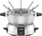 Electric Fondue Pot Set,2-Quart 1000-Watt Stainless Steel Fondue Maker with Temperature Control,8 Forks,Perfect for Chocolate, Cheese, Caramel