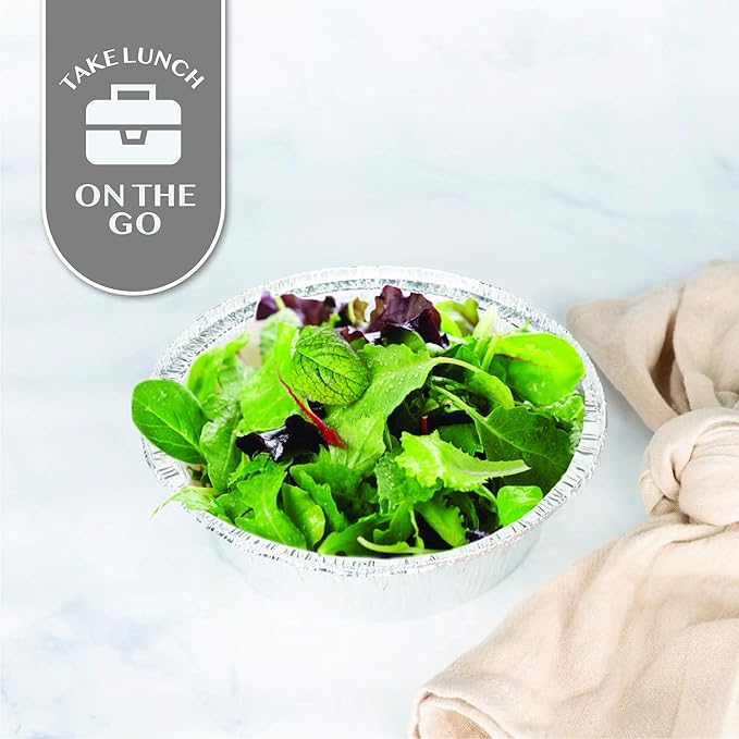 PLASTICPRO 6'' Inch Round Tin Foil Cake Pans Disposable Aluminum, Freezer & Oven Safe - For Baking, Cooking, Storage, Roasting, & Reheating, Pack of 50