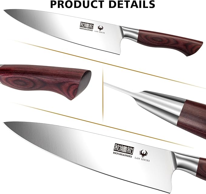 Kitchen Knife Set with Block 18-Piece, Super Sharp High Carbon Stainless Steel Chef Knife Set, Professional Cutlery Knife Set with Sharpener