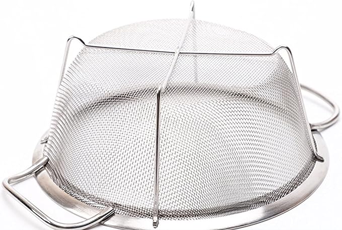 Stainless Steel Mesh Colander Strainer Basket, 4 Quart Fine Mesh Net Colander with Heavy Duty Handles & Wide Rim & Resting Feet for Strain, Drain, Rinse, Fry, Steam or Cook Vegetables & Pasta