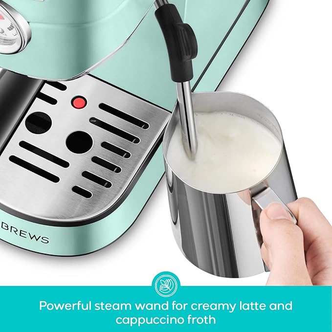 CASABREWS CM5418 Espresso Machine 20 Bar, Cappuccino Machine with Milk Frother Steam Wand, Stainless Steel Espresso Coffee Machine, Gift for Grandma or Wife, Gift for Girlfriend, Pastel Green