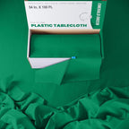 Exquisite Party Solids 54 Inch X 100 Feet Emerald Green Plastic Table Cover Roll in A Cut - to - Size Box with Convenient Slide Cutter. Cuts Up to 12 Rectangle 8 Feet Plastic Disposable Tablecloths