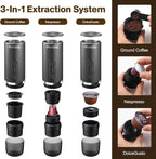 Portable Espresso Maker, Wireless Self-heating, Travel Coffee Maker, 80ml Water Tank, Ground Coffee Compatible with Nespresso & Dolce Gusto for Travel, Camping, Hiking, Office (Grey)