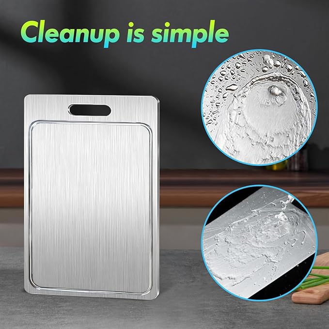 New Titanium Cutting Board with Grooves, Cutting Boards For Kitchen, Double-Sided Food-Grade Titanium Cutting Board For Cutting Meats, Fruits And Vegetables (9.84x5.9in)