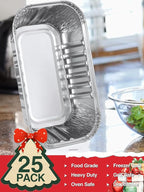 25 Pack 6x3.5x2 Disposable Aluminum Loaf Pans with Lids - 1 Lb Mini Loaf Pans, Small Aluminum Tin Foil Baking Pan, Food Containers for Baking, Cakes, Bread, Meat, Loaves