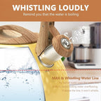 harriet Tea Kettle, Tea Pot for Stovetop, 2.5QT Whistling Kettle with 5-Layers bottom, Food Grade Stainless Steel Kettles with Hot-Resistant Handle Gas Electric Applicable, Yellow