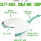GreenLife Soft Grip 1QT and 2QT Saucepan Set, Healthy Ceramic Nonstick, Non Toxic PFAS & PFOA-Free, Dishwasher Safe, Glass Lids, Stay-Cool Handles, Easy Clean Cookware, Kitchen Essentials, Turquoise
