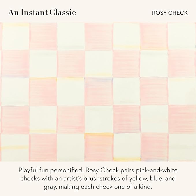 MACKENZIE-CHILDS Enamel Whistling Tea Kettle, Decorative Teapot, Pink-and-White Rosy Check