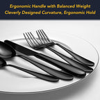 40 Piece Black Silverware Set Service for 8, EIUBUIE Premium Stainless Steel Black Cutlery Set, Mirror Polished Flatware Sets, Modern Kitchen Eating Utensils Sets Include Forks Spoons Knives