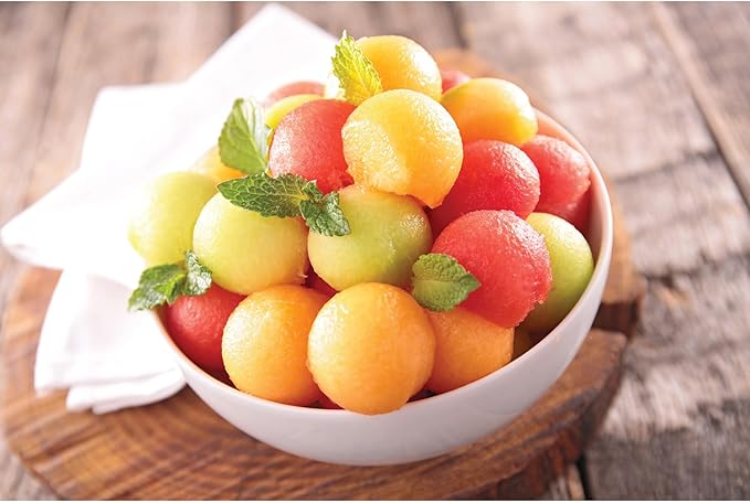 CatCora Melon Baller, Professional 18/8 Stainless Steel Dual Blades 22/30-MillimeterFor Melon Balls and Garnishes, Ergonomic Soft-Grip Handle