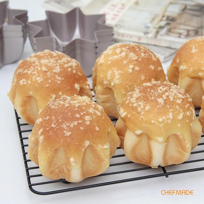 CHEFMADE Octagon Star Pandoro Shape Cake Pan, 5-Inch 4Pcs Non-Stick Cake Bread and Meat Bakeware for Oven and Instant Pot Baking (Champagne Gold)