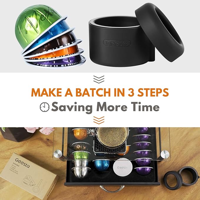 Easy-Seal Coffee Capsule Refill Kit for Nespresso Vertuoline with a Brush, Scoop, Reusable Capsule Holder, and 80 Premium Foil Seals