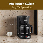 12 Cup Drip Coffee Maker Machine, Coffee Pot Machine Permanent Coffee Filter,1.8L Glass Carafe Electric Coffee Maker,950W Black