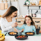 OAMCEG Wheat Straw Dinnerware Set | 42 pcs Plates and Bowls Sets for Kitchen & Camping | Wheatstraw Dinnerware Set Black dish set for 6 (Includes Dinner Plates, Bowls, Cups & Cutlery)