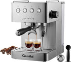 Espresso Machine, Espresso Maker with Milk Frother Steam Wand & 57OZ Water Tank for Latte Macchiato Cappuccino, Brushed Stainless Steel G3005E