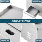 21 in Commercial Electric Griddle Countertop, 1600 w Flat Top Breakfast Teppanyaki Grill Non Stick, Heavy Duty Stainless Steel Pancake Griddle for BBQ Party Restaurants