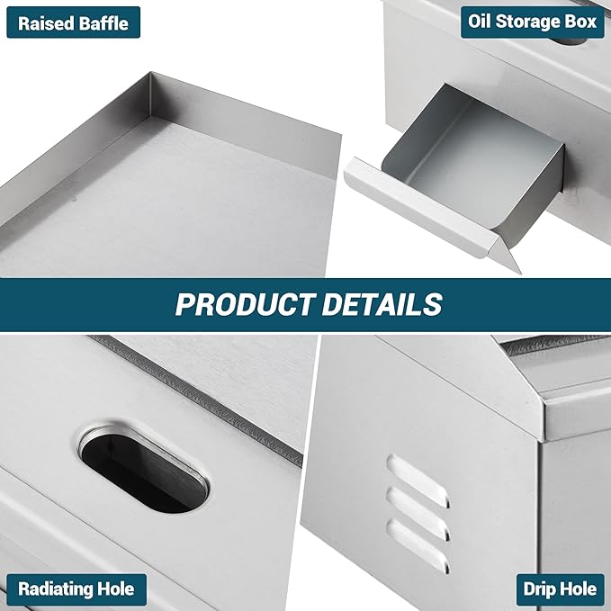 21 in Commercial Electric Griddle Countertop, 1600 w Flat Top Breakfast Teppanyaki Grill Non Stick, Heavy Duty Stainless Steel Pancake Griddle for BBQ Party Restaurants