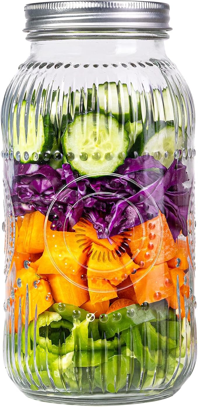 WELLIFE 64oz Mason Jar, 1 Pack Large Mason Jars Wide Mouth for Pickling, Canning, Fermenting and Food Storage, Microwave & Dishwasher Safe