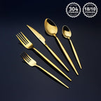 20 Piece Luxury Silverware Set for 4 Gold Mirror-Polished 18/10 Stainless Steel Heavy Flatware Set Modern Cutlery Set Knife/Fork/Spoon with Gifts for Home & Restaurant