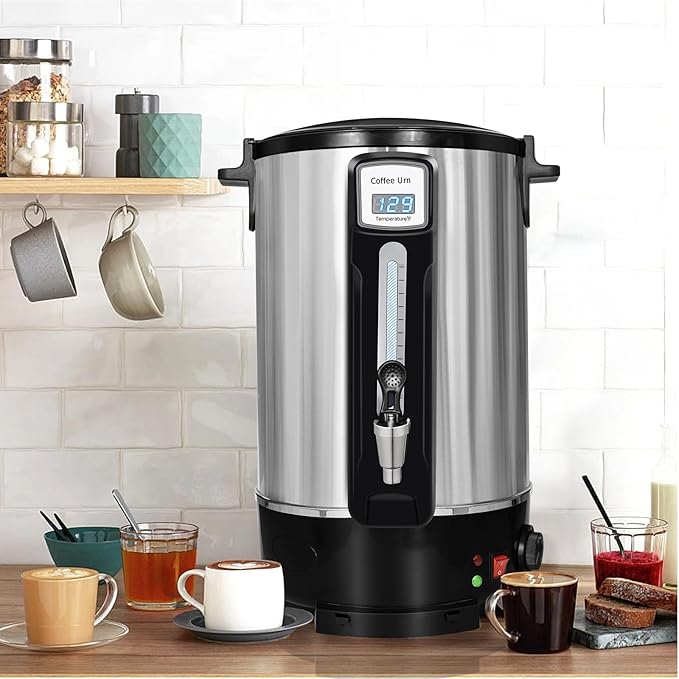 Commercial Coffee Urn 50 Cups（12L, Stainless Steel Large-Capacity Coffee Maker for Catering, Events, Offices & Restaurants, Fast Brew & Keep Warm Function