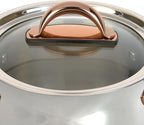 BergHOFF Ouro Gold 18/10 Stainless Steel 3Pc Cookware Set With Glass Lids for Starters Induction Pots and Pans PFOA-free, Rose Gold Handle