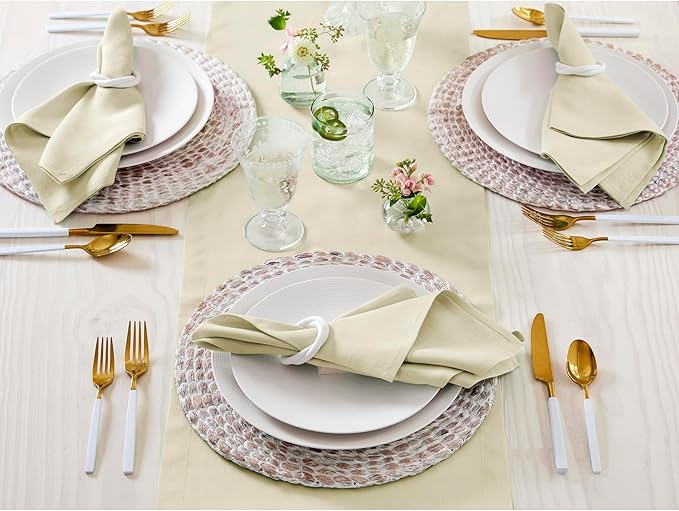Solino Home Linen Birch Table Runner 132 Inches Long - 100% Pure Linen Extra Long Table Runner 14 x 132 Inch for Summer, Fall, Autumn - Fete