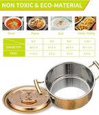 DAEDALUS Pro 7.5QT Stock Pot with Lid Hammered Copper Clad & 2.3mm Tri-Ply Core 3X Thicker Heavy Duty for Home or Restaurant Use Induction, Oven & Dishwasher Safe Rose Gold