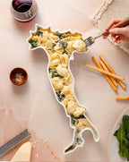 WORLD PLATES Italy Shaped Baking Dish Serving Platter or Decorative Tray Charming Porcelain Bakeware Oven Microwave and Dishwasher Safe