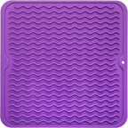 Silicone Dish Drying Mat for Multiple Usage,Easy clean,Eco-friendly,Heat-resistant Silicone Mat for Kitchen Counter or Sink,Refrigerator or Drawer liner Purple M 12 inches x 12 inches