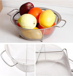 Stainless Steel Mesh Colander Strainer Basket, 3 Quart Fine Mesh Net Colander with Heavy Duty Handles & Wide Rim & Resting Feet for Strain, Drain, Rinse, Fry, Steam or Cook Vegetables & Pasta