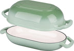 Enameled Cast Iron Sourdough Bread Oven, Dutch Oven, Loaf Cast Iron Bread Pan for Homemade Bread Baking, Meatloaf Pan with Lid, 7QT, Green